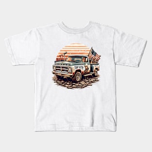 Vintage pickup truck adorned with Toby Keith Kids T-Shirt